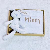 ราคา Set รับขวัญเด็กแรกเกิด ผ้าห่มปักชื่อ ผ้าห่มเด็ก ตุ๊กตากระต่ายปักชื่อ กระต่ายเน่าปักชื่อ (18473878417)