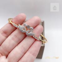 ราคา ปั๋ม925 กำไลข้อมือเพชรลายหงษ์คู่ เหมาะกับงานมงคลสมรสมีโซ่ปรับระดับสั้นยาวได้ถึง21cm (21522284753)