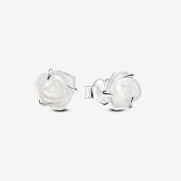 ราคา 925 Sterling Silver White Rose in Bloom Stud Earrings Flower Earring Jewelry Gift For Women Mom (21884346808)