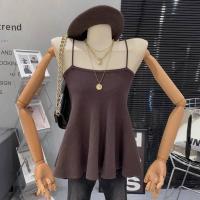 ราคา 7686 เสื้อสายเดี่ยวไหมพรม ดีเทลชายระบายน่ารัก ทรงยาว สีพื้น สาวหวาน (20221419842)