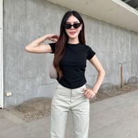 ราคา SpinnyHouse เสื้อยืดรัดรูป เว้าเอว แต่งย่นข้าง ผ้ายืดยูนิโคล่ ตัวผ้ายืดเยอะมาก ทรงน่ารัก BABYTEE รุ่น เทมปุระ (22227633283)