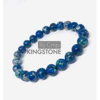 ราคา กำไลหินนำโชค ลาพิส ลาซูริ น้ำเงินเขียว หินแห่งภูมิปัญญาและความจริง สร้อยข้อมือหินแท้ Lapis lazuli (21089617706)