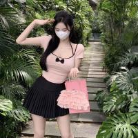 ราคา เสื้อยืดแฟชั่นผู้หญิง ปาดไหล่น่ารักๆ สีชมพูสวยสดใส (21784682164)