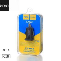 ราคา Holo c18 หัวชาร์จ ชาร์จได้ 2 หัว 3 1A Car Charger LCD 2USB หัวชาร์จโทรศัพท์ในรถ (18114984348)