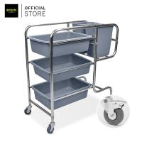 ราคา รถเข็นเก็บจาน รถเคลียร์จาน รถเข็นศูนย์อาหารพร้อมกระบะ 3 ใบและถังขยะ 2 ใบ รถเข็นอเนกประสงค์ รถเข็นสเตนเลส 3ชั้น (18212956655)