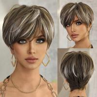 ราคา สีน้ำตาลเป็นธรรมชาติเหมือนจริงเต็มศีรษะฟูผมหยิกสั้น (21952865722)