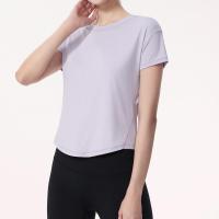 ราคา Lulu New Yoga Sports Short Sleeve Mesh Panel Loose Breathable Fabric Comfortable Fitness Top DX717 (17836912884)