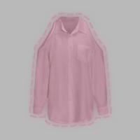 ราคา พร้อมส่ง เสื้อผ้าไหมอิตาลี เสื้อแขนยาวกระดิ่งเว้าไหล่กระดุมหน้า A4221 (22063145019)