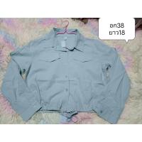 ราคา เสื้อแฟชั่นเสื้อเชิ๊ตแขนยาวสีเขียวอ่อนพาสเทล (22309013095)