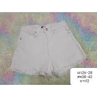 ราคา กางเกงยีนส์ขาสั้นสีขาวผ้ายืด (22281636054)