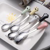 ราคา ช้อน ช้อนกาแฟ ส้อมขนม ช้อนสแตนเลส สีพาสเทล ลายเท้าแมว พร็อพตกแต่ง พร็อพถ่ายรูป (17276745188)