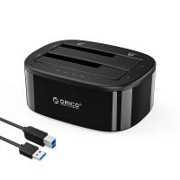 ราคา ORICO Dual Bay ฮาร์ดไดรฟ์สถานีเชื่อมต่อสำหรับ2 5 3 5นิ้ว HDD SSD SATA เป็น USB 3 0 HDD สถานีเชื่อมต่อพร้อมอะแดปเตอร์12V3A (22256958978)