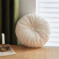 ราคา Home Sofa Pillow Bed New Pumpkin Velvet Pleated Round Cushion Pillow Round Solid Cushion Back Cushion (22099326697)