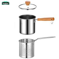 ราคา Deep Fryer Pot Stainless Steel Frying Pan With Strainer Basket Glass Lid Handle Home Kitchen Cooking Tools For Frying Shrimp (21828931823)