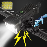 ราคา ไฟจักรยาน ไฟหน้าจักรยาน ชุดไฟหน้าไฟท้าย 12 LED 500 ลูเมน แบบชาร์จ USB (22127011862)