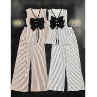 ราคา ชุดเซ็ท 2 ชิ้น ขายาวผู้หญิง ชุดเซ็ทขายาวโบว์หน้า งานป้าย สาวอวบใส่ได้ ผ้าลายริ้ว ป้าย งานกระแสมาแรง (22255743007)