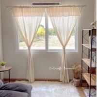 ราคา ผ้าม่านประตู ผ้าม่านบางพริ้ว สีธรรมชาติ แบบมีเชิง ขนาด 110x200cm ผ้าม่านผ้าฝ้าย ผ้าม่านวินเทจ ผ้าม่านสีดิบ BN200 (7189912918)