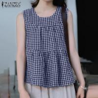 ราคา ZANZEA เสื้อกล้ามสไตล์เกาหลีสำหรับผู้หญิงเสื้อสายเดี่ยวแขนกุดลายสก๊อตสำหรับวันหยุดฤดูร้อน 10 (22099379403)