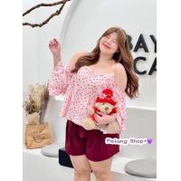 ราคา เสื้อสายเดี่ยว ต่อแขน เว้าไหล่ แขนแต่งระบายน่ารักมาก ลายดอก รอบอก 40 52 นิ้ว (21922141596)