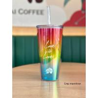 ราคา แก้วพันธุ์ไทย x LocknLock พลาสติก Food Grade 2 ชั้นสีรุ้ง พร้อมหลอดและฝา (22034725220)