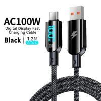ราคา สายเคเบิลข้อมูล Type C to Type C 100W โปร่งใส การชาร์จเร็วสุด PD 3 0 QC 4 0 การชาร์จอย่างรวดเร็ว USB C to USB C เหมาะสำหรับ Type C พร้อมจอแสดงผลดิจิตอล สีดำ Type C To Type C Lightning (22285033168)