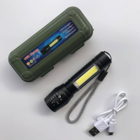 ราคา GX ไฟฉายแรงสูงซูม 4 เท่า 3 โหมดได้ ไฟแฟลช์ ไฟฉุกเฉินCOB ไฟฉายความสว่างสูง USB APL 511 (695370004)