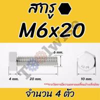 ราคา น็อตสกรูหัวหกเหลี่ยม M6 ตัวผู้ สกรูสแตนเลส 304 เกลียว 1มม Hexagon Head Screws มาตรฐาน DIN933 (21579636001)