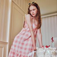 ราคา lookbookpetite lunar dress adult pink ribbon เดรสยาว สายเดี่ยว สีชมพู ลายสก็อต (22274923773)