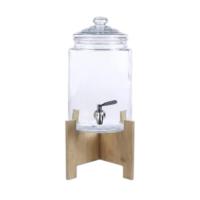 ราคา โถจ่ายน้ำหวาน โหลแก้วจ่ายน้ำ โถแก้วจ่ายน้ำมีก็อกพร้อมฐานตั้งไม้ ขนาด 6 ลิตร (21437240886)