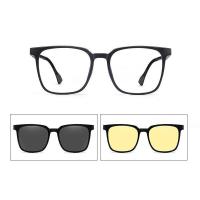 ราคา Sunrichh แว่นสายตาสั้นผู้ชายแม่เหล็กแว่นกันแดด Night Vision คลิป 3 in 1 Glasses (16309615752)