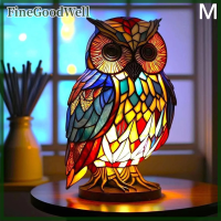 ราคา ชุดโคมไฟตั้งโต๊ะรูปสัตว์ FineGoodWell แมวกระจกสีมังกรหมาป่าม้านกฮูกปลาโลมาเต่านางเงือกช้างไฟโคมไฟตั้งโต๊ะสำหรับกลางคืน (22041243898)