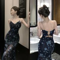 ราคา floral dress เดรสสีชมพู น่ารัก ไปทะเล ออกงาน เปิดไหล่ แฟชั่น ยาว เดรสเกาหลี ชุดราตรี (22126988127)