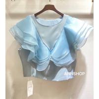 ราคา พร้อมส่ง 5 สี เสื้อฟรุ้งฟรุ้งแต่งระบายหน้าอก เสื้อออกงานใส่งานบุญ ฟรีไซร้ อก32 38 (22065086454)