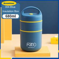 ราคา กล่องข้าวกล่องใส่อาหาร กระติกน้ำเก็บความร้อนเย็น สแตนเลส 304 แก้วเก็บความร้อน พกพาสะดวก ความจุ 680 ml (21107631423)