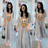 ราคา เดรสยาวคอกลมแขนสั้นดีเทลระบายเป็นชั้นๆ (22245971331)