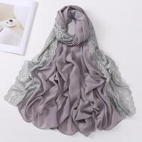 ราคา Jifang ผ้าคลุมไหล่ Pashmina ผ้าชีฟองบับเบิ้ลลูกไม้ลายดอกแบบเรียบผ้าคลุมไหล่ฮิญาบมุสลิม WJ772ผ้าพันหัว (14198378198)