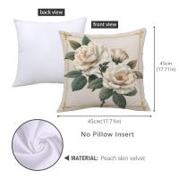 ราคา ปลอกหมอนพิมพ์ลายใบกุหลาบสีขาวกรอบสีทองขนาด45 45ซม หมอนอิงตกแต่งรถโซฟาห้องนั่งเล่นในบ้าน (22050665084)