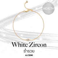ราคา A CEMI White Zircon Nova Bracelet GD สร้อยคอพลอยแท้ เพทายขาว สร้อยคอเงินแท้ ชุบทอง 18K โกลว์ (21458248509)