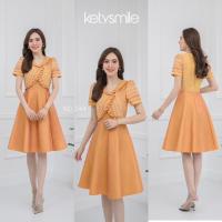 ราคา Kiss Kloset ชุดเดรสผ้าทอลาย คอปก แต่งระบายอก งานกระโปรง8ชิ้น อัดกาวทั้งชุด สวยมากๆค่า S 2XL KS544 (20934592790)