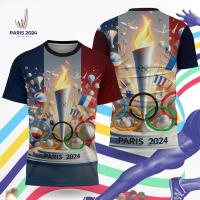 ราคา 2024 ปารีสแข่งเสื้อผ้ากีฬาเสื้อยืดแห้งเร็วแขนสั้นด้านบนปารีสที่ระลึกเสื้อยืด (22222225954)