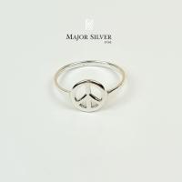 ราคา Peace ring แหวนสัญลักษณ์ Peace แหวนเงินแท้925 เรียบๆ แฟชั๋น สไตล์อินเทรน แหวนเงินแท้100 Major Silver (4825158616)