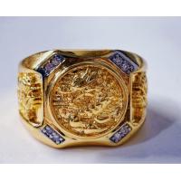 ราคา แหวนสีทองผู้ชายหัวมังกรฝังเพชร งานปราณีตสวยมาก ชุบทอง 24k (21356627566)