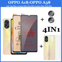 ราคา 4in 1 OPPO A18 Anti S py ฟิล์มกระจก iPhone X พร้อม Privacy แก้ว OPPO A38ฟิล์มเซรามิกและฟิล์มด้านหลัง OPPO A98 A58 A78 A17 A17K A16 A16K A15ปกป้องหน้าจอ A15S (20890684264)