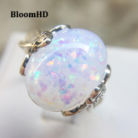 ราคา BloomHD โอปอลแหวนธรรมชาติโอปอลที่มีสีสันแสงพลอยเงินวงแหวนเครื่องประดับหรูหราสำหรับผู้หญิงอร่อยพรรคของขวัญ (16026520219)