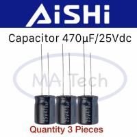 ราคา คาปาซิเตอร์ 470uf 25V Capacitor 470uf25V ตัวเก็บประจุไฟฟ้า 470uf 25Vdc ขนาด 10x13 0mm ยี่ห้อ Aishi (22223429621)