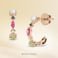 ราคา Mizuchol ต่างหูนพเก้าพลอยแท้ เพชรแท้ Nine Lucky Gems Earrings (19323210220)