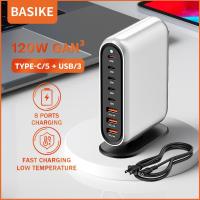 ราคา Basike หัวชาร์จเร็ว 120W GAN Fast Charger Adapter ชาร์จเร็ว อะแดปเตอร์เดสก์ท็อป 8 พอร์ต 5Type C 3USB QC 4 0 Quick Charge รองรับ MacBook iPad iPhone Samsung Huawei สมาร์ทโฟน (22396348670)