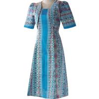 ราคา ชุดผ้าไทย ชุดลายไทย ชุดออกงาน ชุดผ้าไหมงานตัด ผ้าไหมสีฟ้า (21703294009)