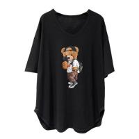 ราคา CODjoxhz895 Oversize Women เสื้อยืดคอกลม แขนสั้น พิมพ์ลาย ทรงหลวม โอเวอร์ไซซ์ พลัสไซซ์ 40 150 กก (19399558091)