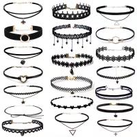ราคา COD ชุดสร้อยคอลูกไม้พังก์ลายสักสไตล์โกธิคสีดำยืดหยุ่นสร้อยคอกำมะหยี่สีดำชุดสร้อยคอสีดำ (16863799121)